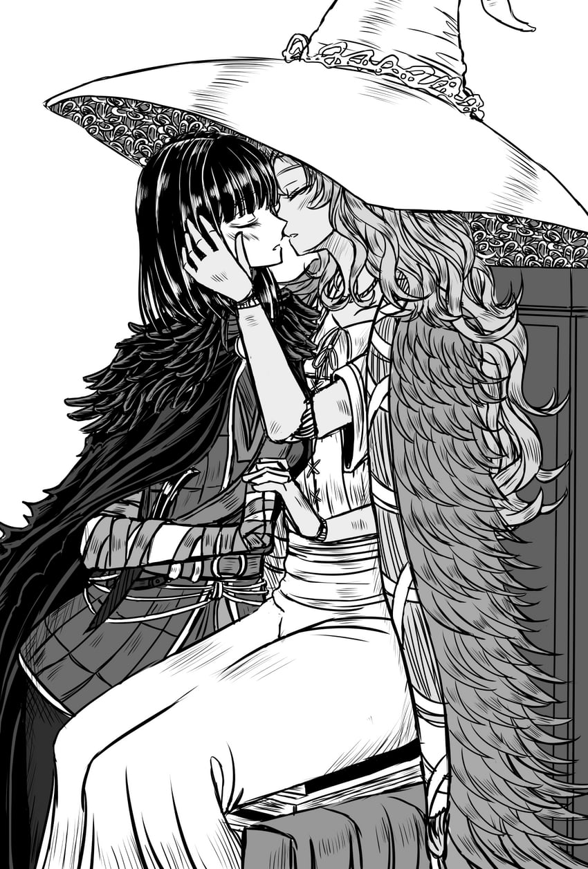 ranni the witch and tarnished (elden ring) drawn by k-nashi