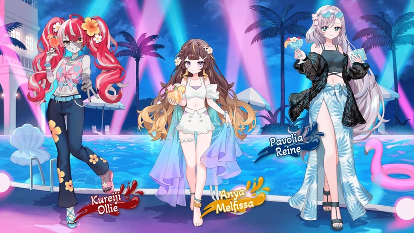 kureiji ollie, pavolia reine, and anya melfissa (hololive and 1 more) drawn by saku_nosuke