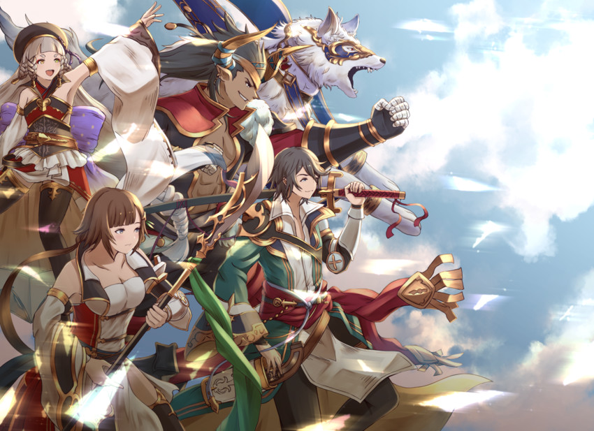 pholia, reinhardtzar, leona, cain, and hakutaku (granblue fantasy) drawn by haido_(ryuuno_kanzume)