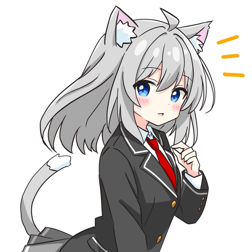 grey-haired cat girl (original) drawn by kotatsu-mazoku