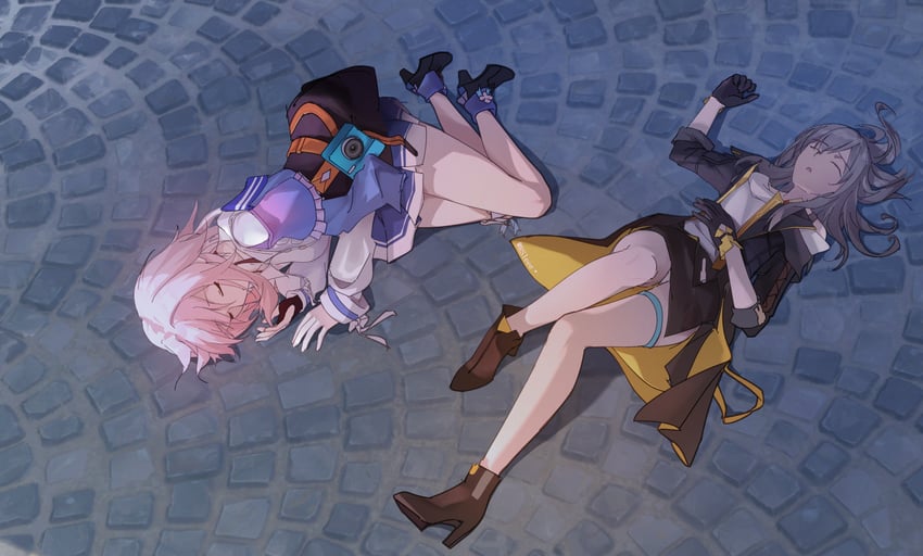 trailblazer, stelle, and march 7th (honkai and 1 more) drawn by rsleee