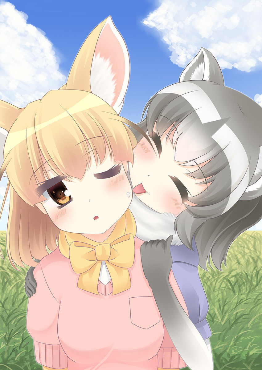 common raccoon and fennec (kemono friends) drawn by kanamiya_yuu