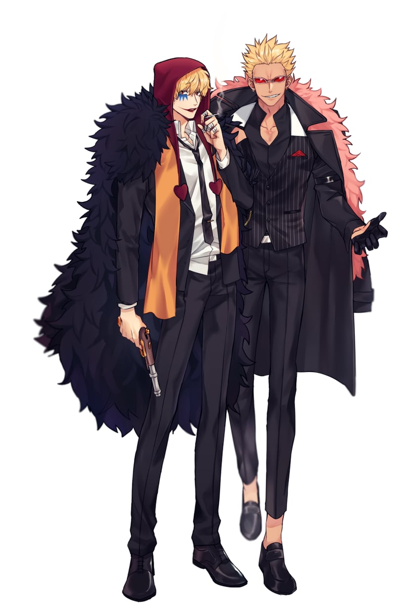 donquixote doflamingo and donquixote rocinante (one piece) drawn by mango_wa