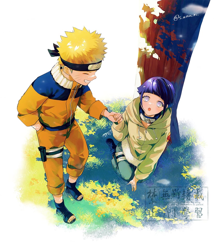 uzumaki naruto and hyuuga hinata (naruto) drawn by s_atsu_ki