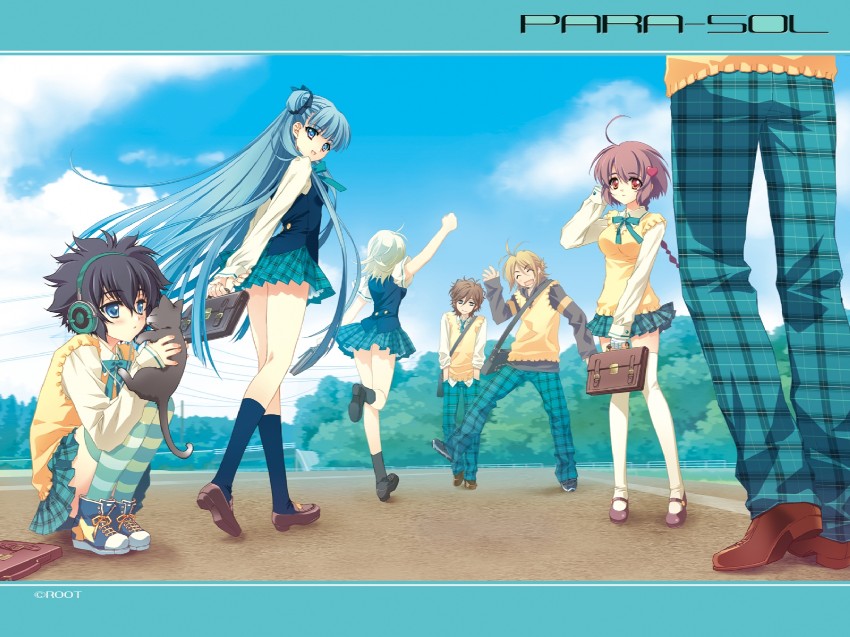yatabe noa, fujita nodoka, yatabe miu, takeda rachel, fujita kojirou, and 2 more (para-sol) drawn by amamiya_poran and carnelian