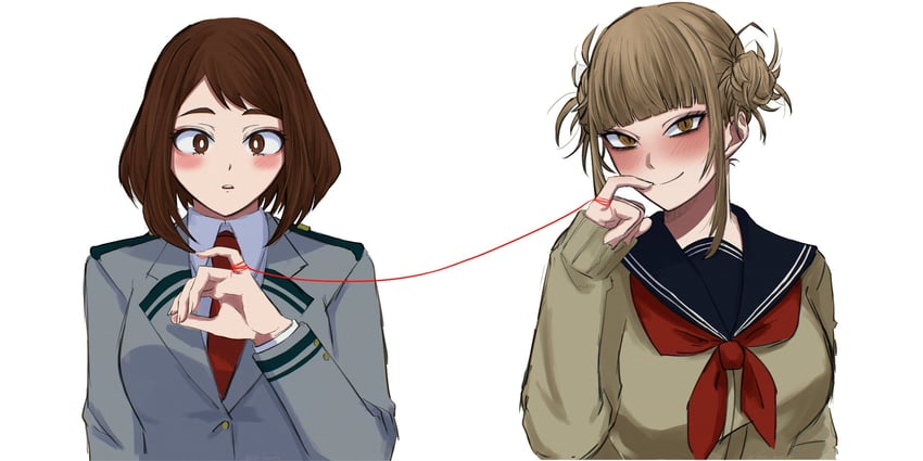 uraraka ochaco and toga himiko (boku no hero academia) drawn by azu_sawa1131