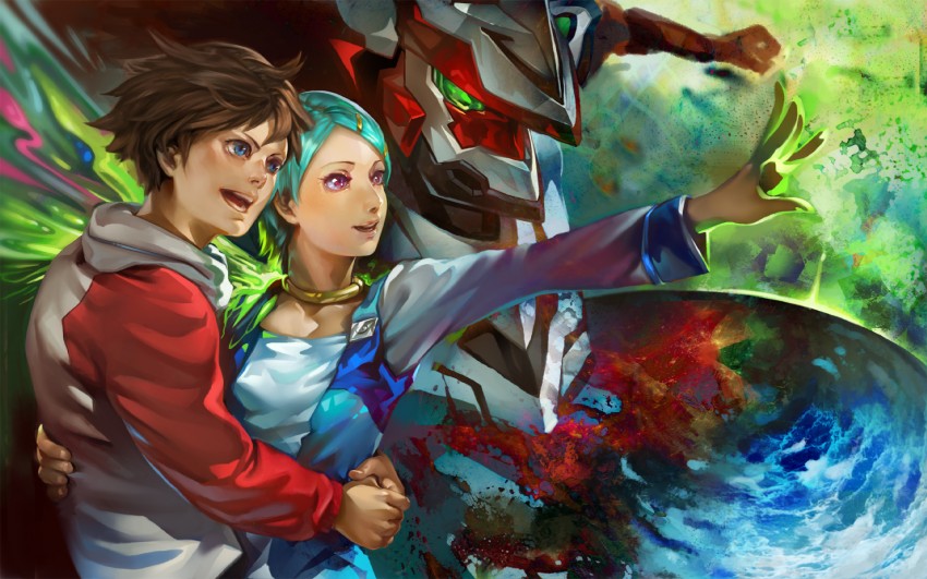eureka, renton thurston, nirvash, and nirvash typezero (eureka seven) drawn by k-bose