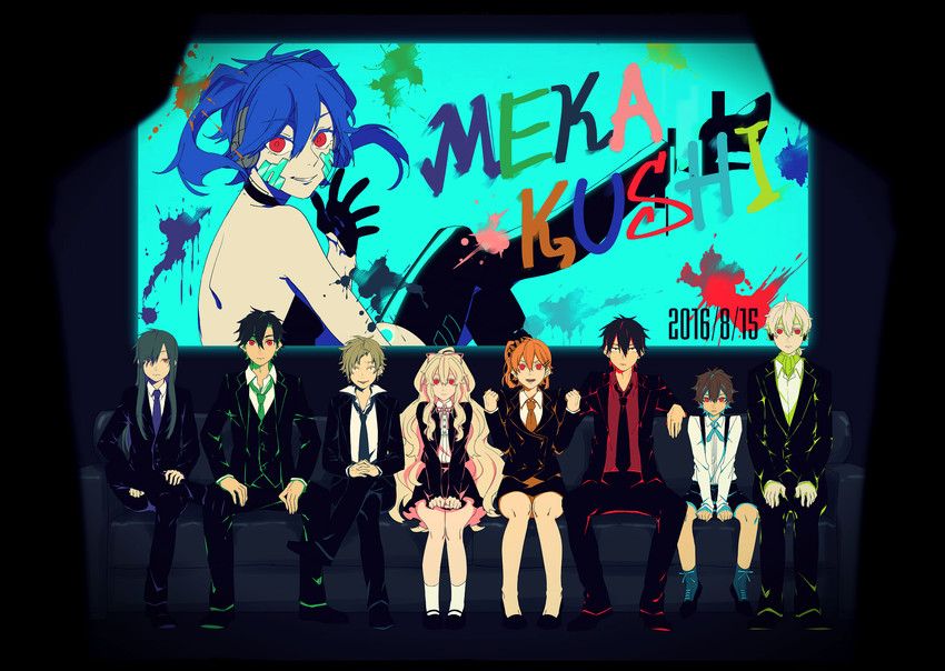 kozakura marry, kisaragi shintarou, kido tsubomi, ene, kano shuuya, and 4 more (kagerou project) drawn by nekome3