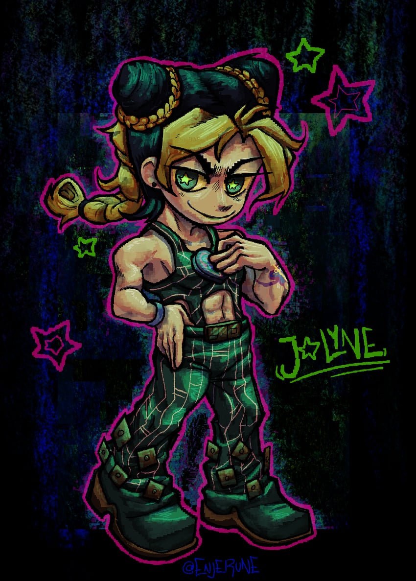 kujo jolyne (jojo no kimyou na bouken and 1 more) drawn by enjerune