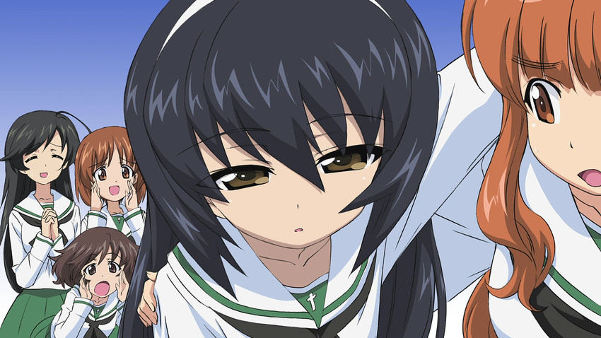 nishizumi miho, akiyama yukari, takebe saori, reizei mako, and isuzu hana (girls und panzer)
