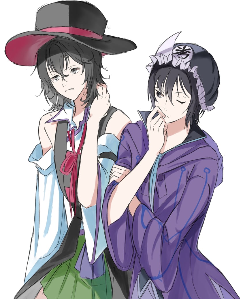 enraku tsubakura and shitodo kuroji (len'en) drawn by yoni.