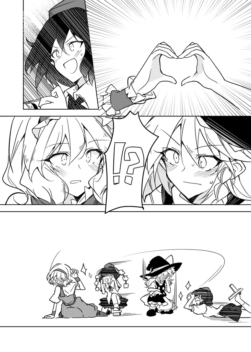 kirisame marisa, alice margatroid, and shameimaru aya (touhou) drawn by ichimura_kanata