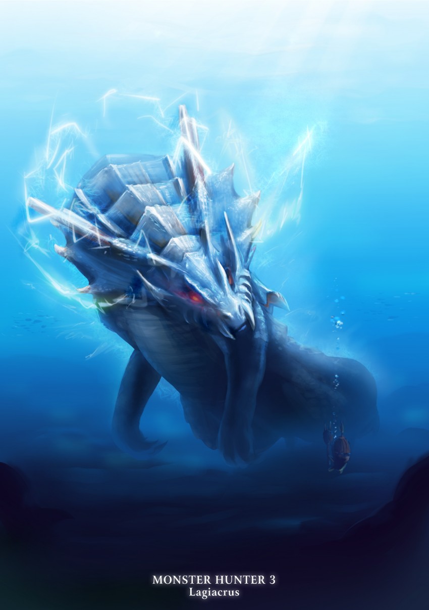 lagiacrus and cha-cha (monster hunter and 1 more) drawn by giccho