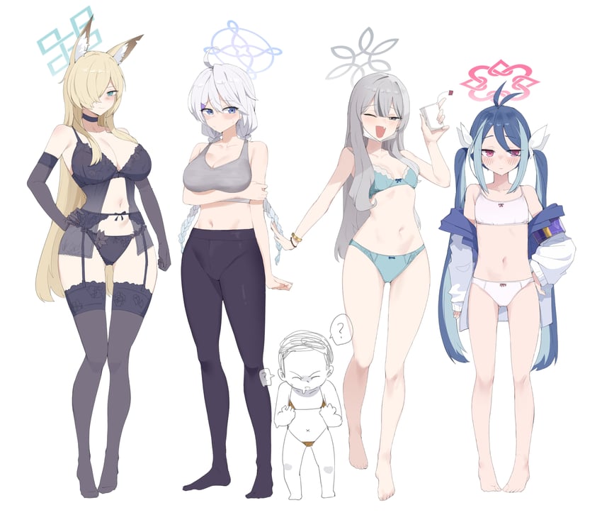 sensei, doodle sensei, kanna, fubuki, kirino, and 1 more (blue archive) drawn by gurenola