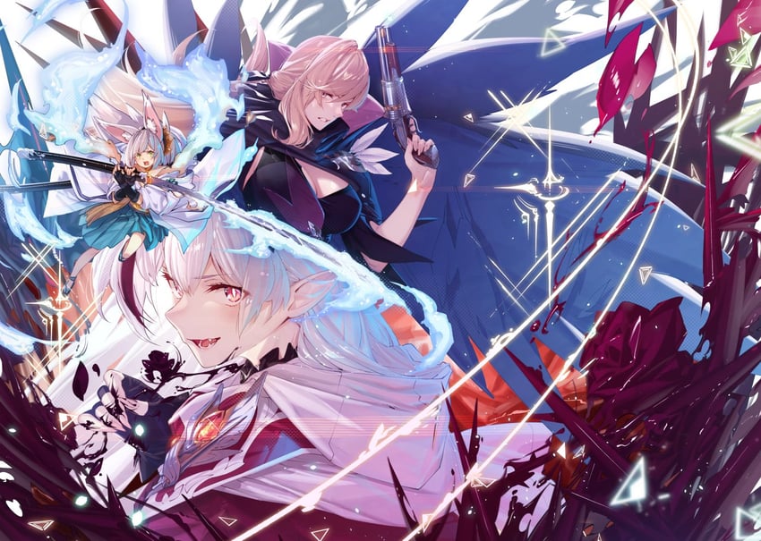 crim and hinagiku (destiny unchain online: kyuuketsuki shoujo to natte yagate aka no maou to yobareru you ni narimashita) drawn by yachimoto