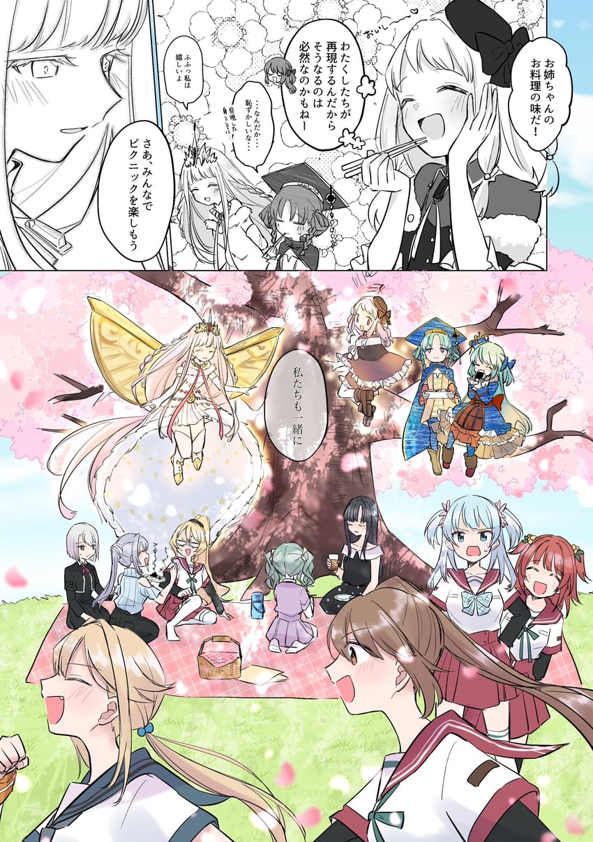 tamaki iroha, nanami yachiyo, futaba sana, yui tsuruno, minami rena, and 9 more (mahou shoujo madoka magica and 1 more) drawn by ultimate_magnum