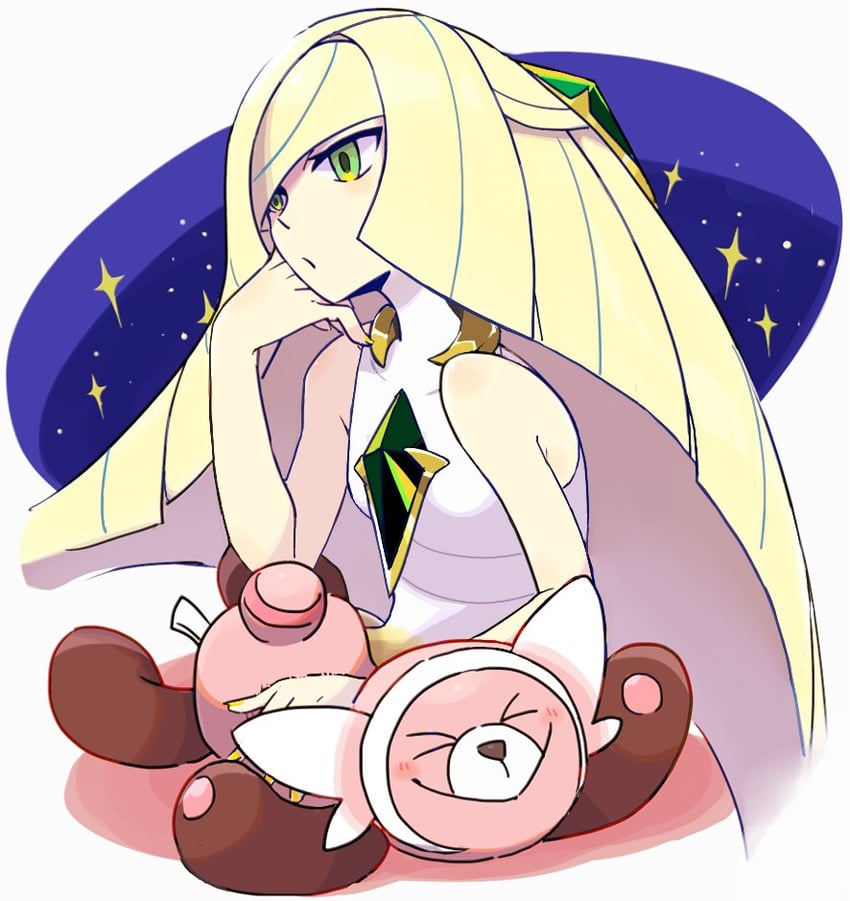 lusamine and stufful (pokemon and 1 more) drawn by mur_mu_mu