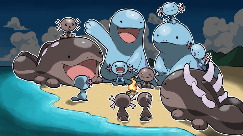 wooper, clodsire, quagsire, and paldean wooper (pokemon) drawn by blacknirrow