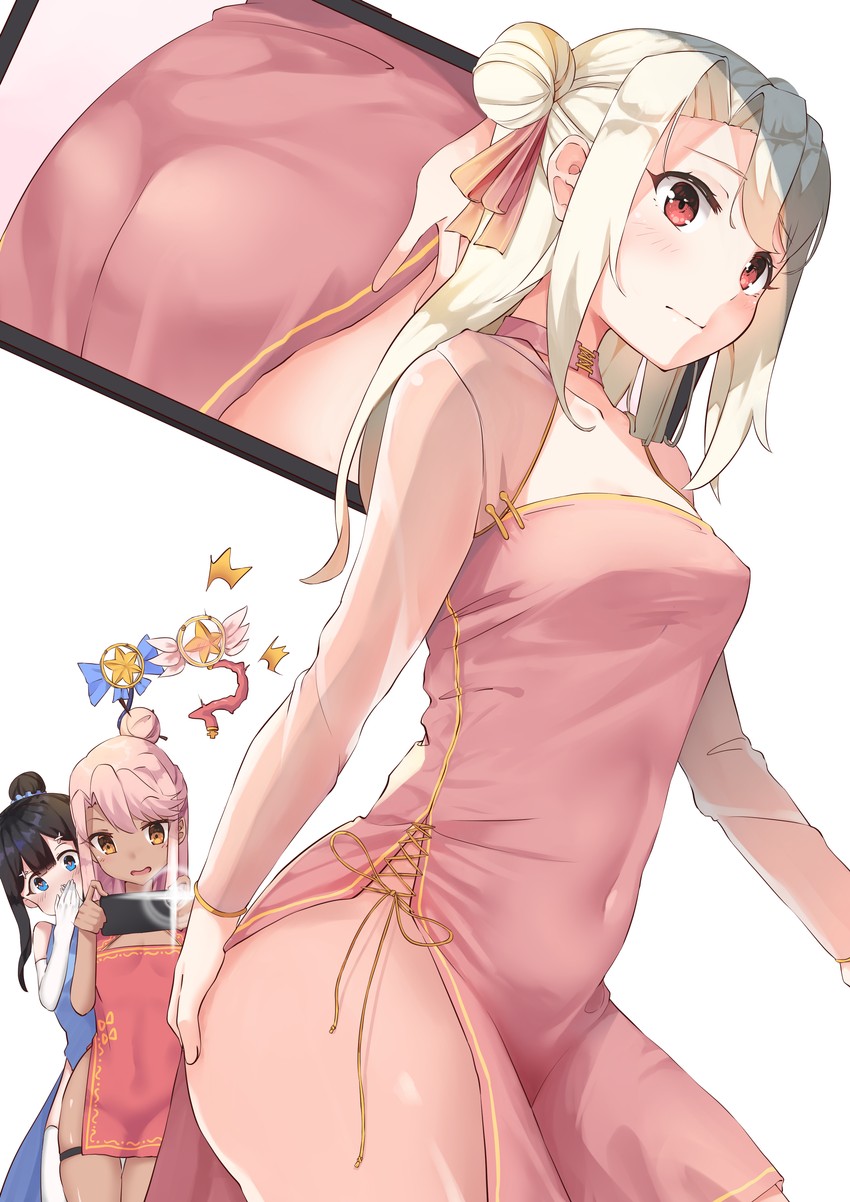 illyasviel von einzbern, chloe von einzbern, miyu edelfelt, magical ruby, and magical sapphire (fate and 1 more) drawn by lingnerpoi