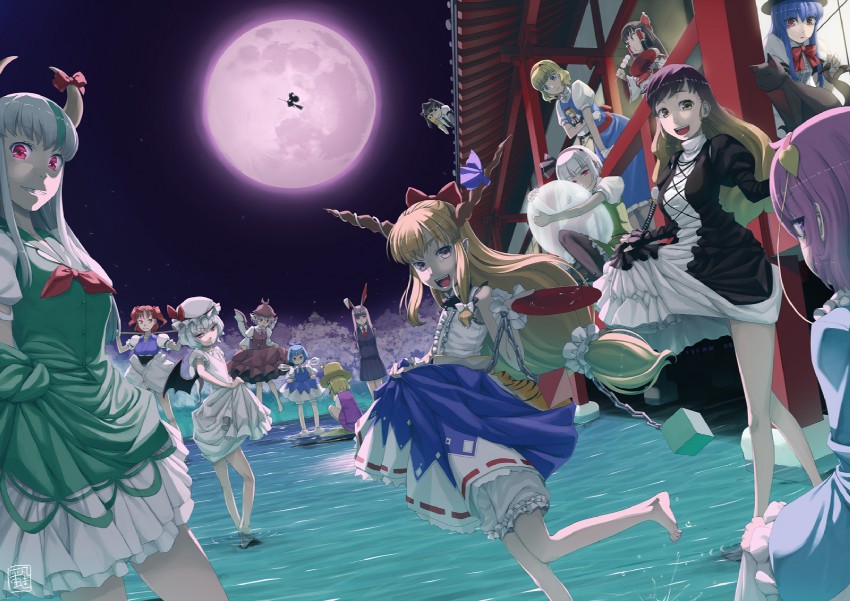 hakurei reimu, kirisame marisa, remilia scarlet, konpaku youmu, alice margatroid, and 13 more (touhou) drawn by heibonkaeru