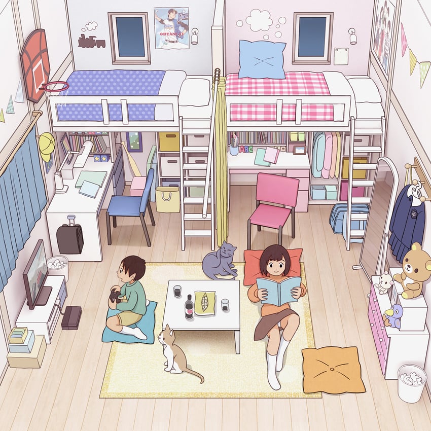 rilakkuma, korilakkuma, and ootani shouhei (original and 1 more) drawn by kiyo_(kyokyo1220)