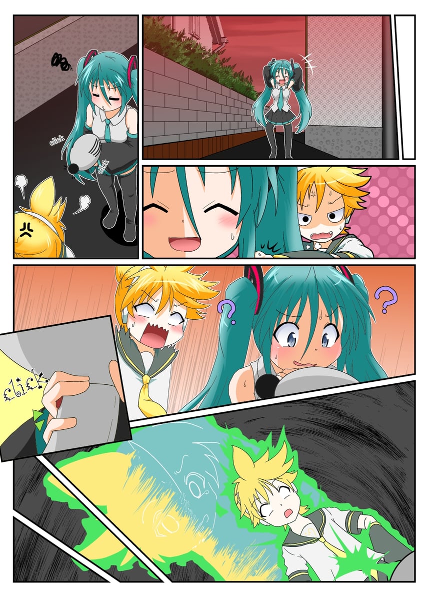 hatsune miku and kagamine len (vocaloid) drawn by mikazuki_neko