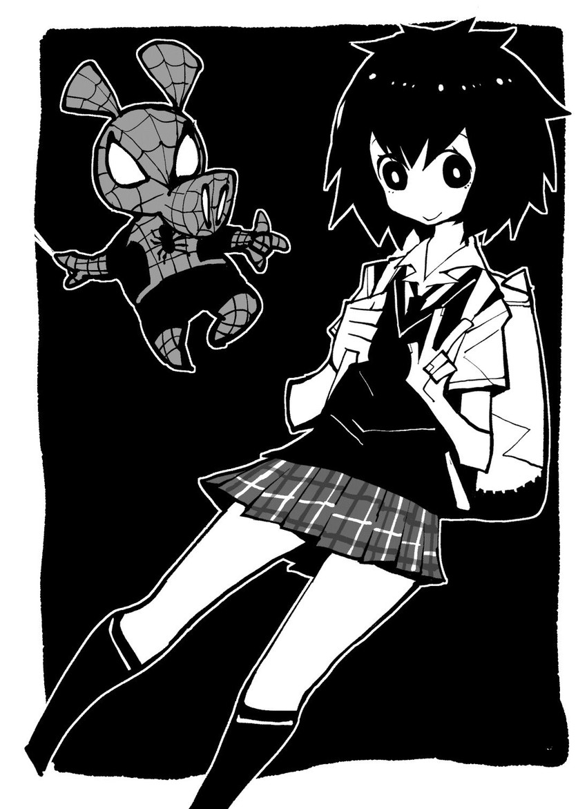 spider-man, peni parker, and spider-ham (marvel and 3 more) drawn by dowman_sayman