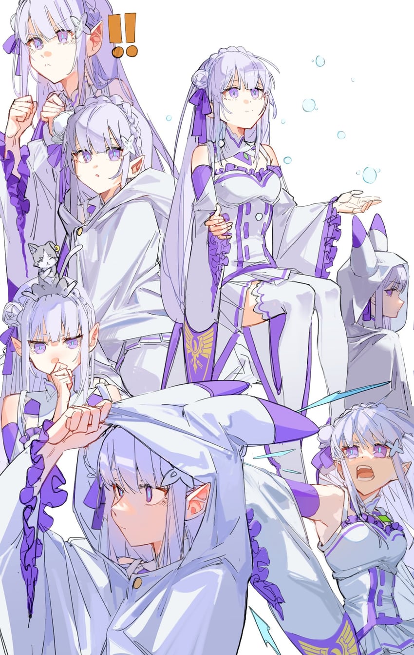 emilia and puck (re:zero kara hajimeru isekai seikatsu) drawn by kurattes