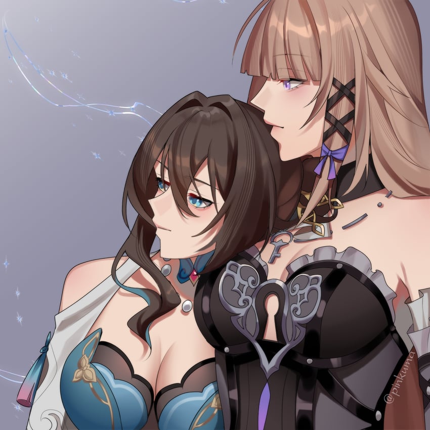 herta, the herta, and ruan mei (honkai and 1 more) drawn by pinkuma