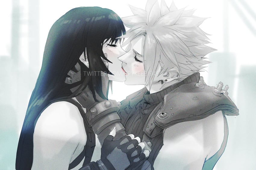 tifa lockhart and cloud strife (final fantasy and 2 more) drawn by spykeee