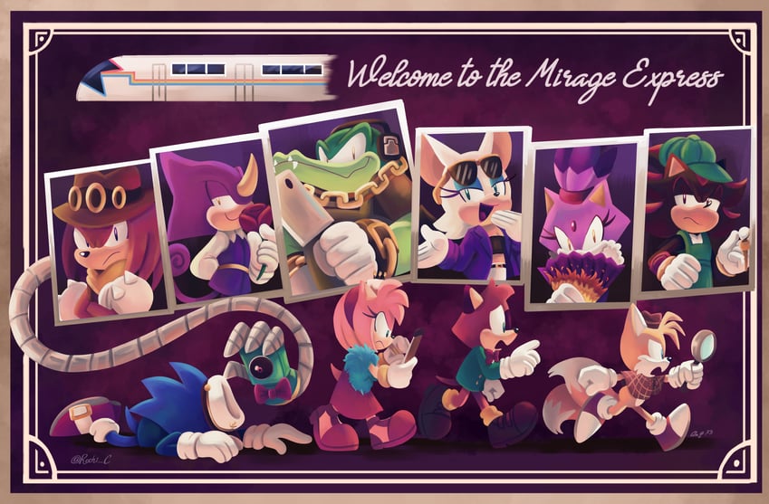 sonic the hedgehog, amy rose, blaze the cat, shadow the hedgehog, rouge the bat, and 6 more (sonic and 1 more) drawn by rechi_c