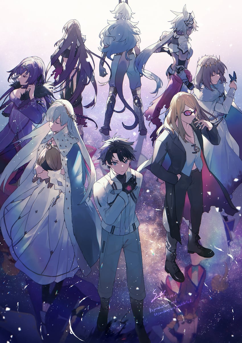 artoria pendragon, fujimaru ritsuka, nero claudius, scathach, jeanne d'arc, and 14 more (fate and 1 more) drawn by syerii