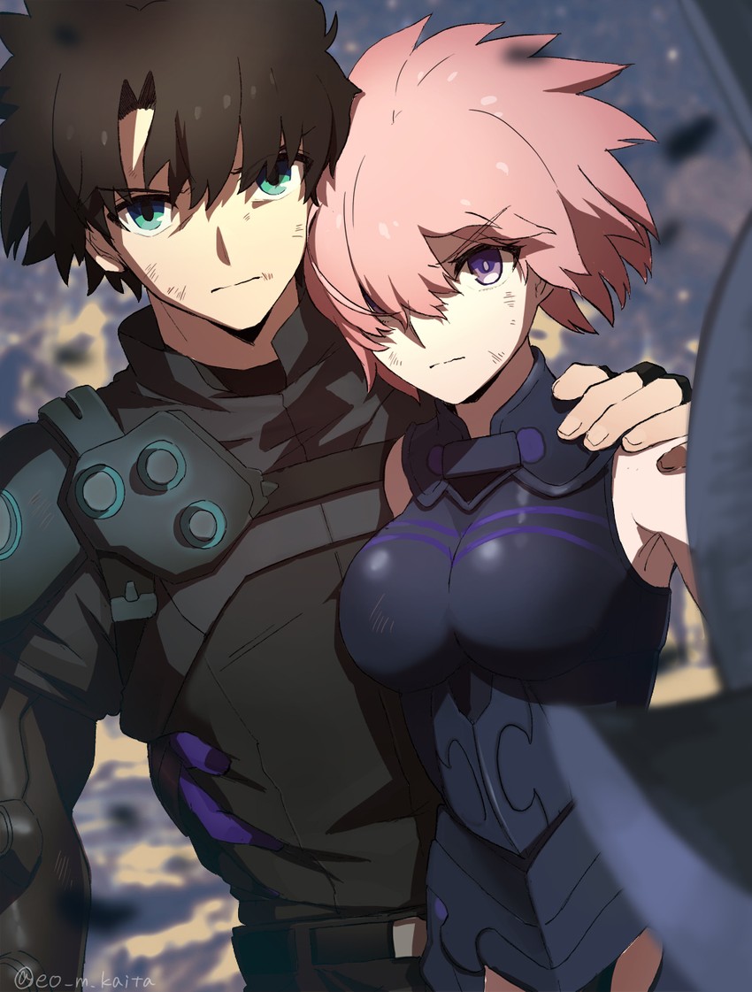 mash kyrielight and fujimaru ritsuka (fate and 1 more) drawn by kaita_(mokamilkcup)