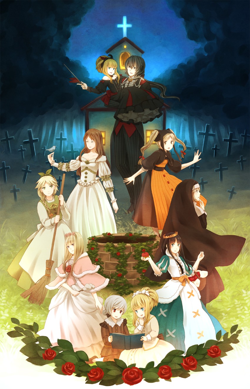 elisabeth von wettin, elyse, marchen von friedhof, schneewittchen, dornroeschen, and 5 more (sound horizon and 1 more) drawn by towa_(pixiv)