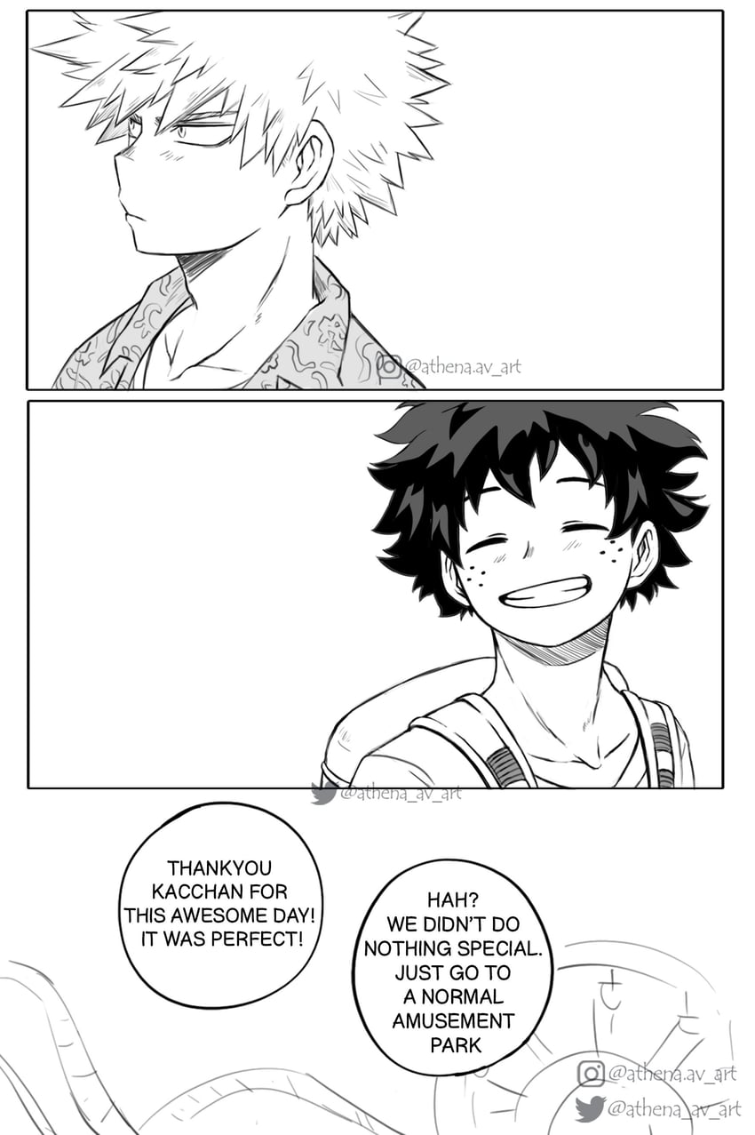 midoriya izuku and bakugou katsuki (boku no hero academia) drawn by athena_av