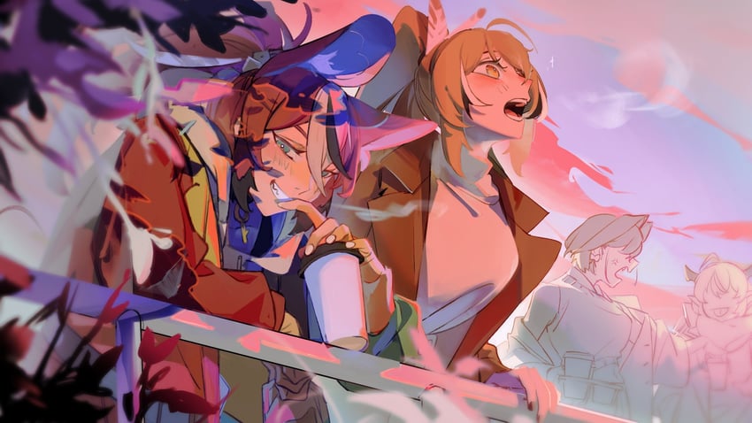 ouro kronii, nanashi mumei, hakos baelz, and irys (hololive and 1 more) drawn by minus_a