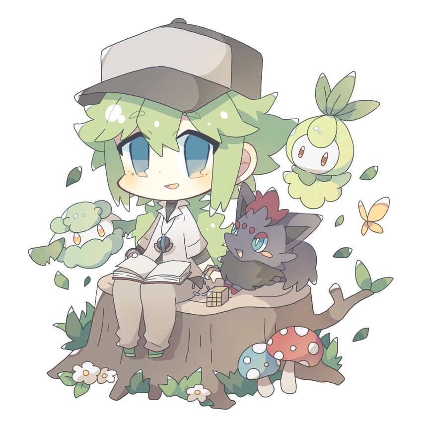 n, zorua, petilil, and cottonee (pokemon and 1 more) drawn by komano_shia