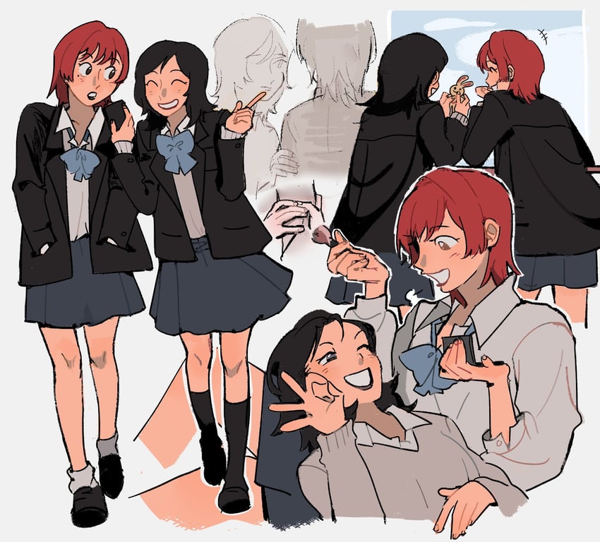 amano maya and serizawa ulala (persona and 2 more) drawn by fettuchi