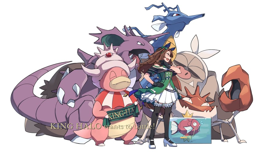 king halo, magikarp, nidoking, kingdra, kingler, and 2 more (pokemon and 1 more) drawn by fuyukayui