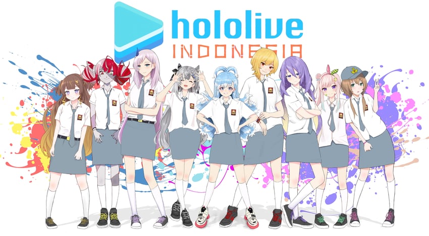 kureiji ollie, moona hoshinova, pavolia reine, kaela kovalskia, ayunda risu, and 4 more (hololive and 1 more) drawn by reihan_(hanreh)