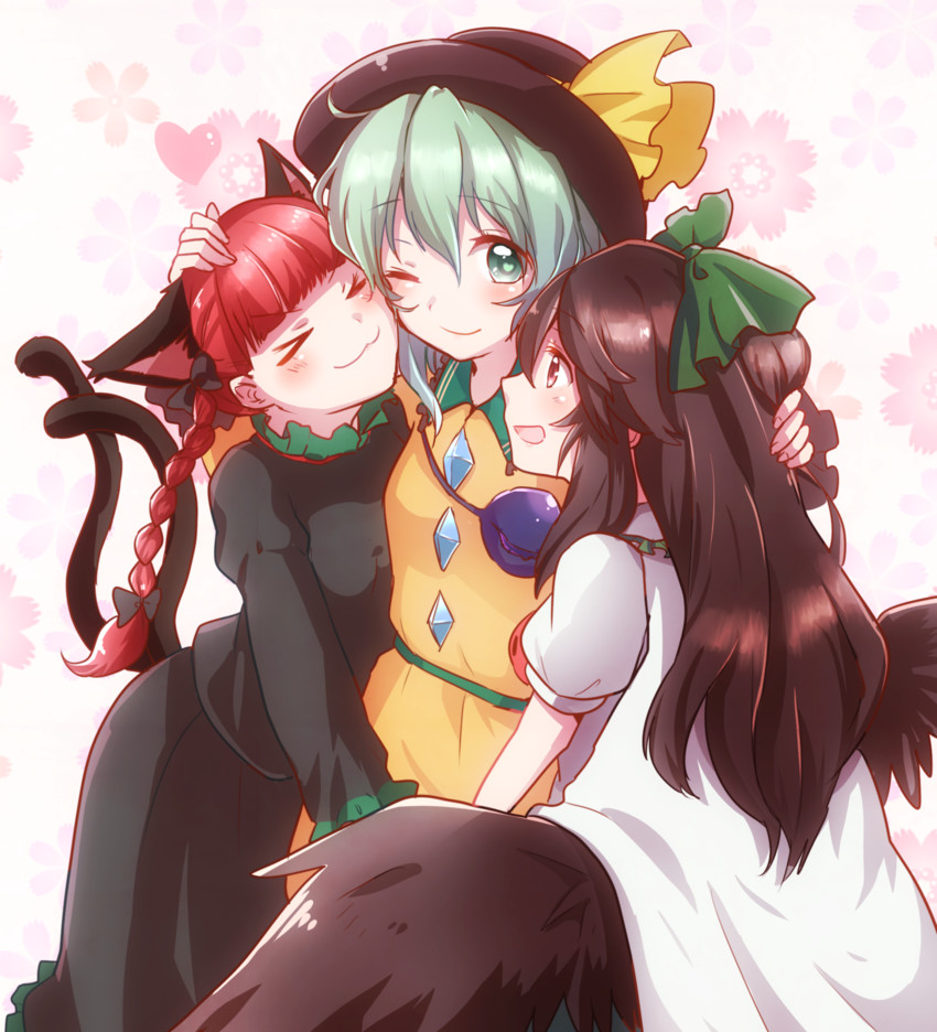 komeiji koishi, kaenbyou rin, and reiuji utsuho (touhou) drawn by umino_(anesthesia)