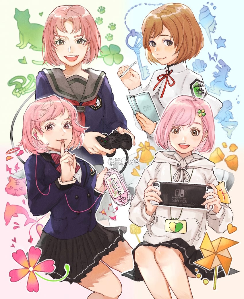 protagonist, protagonist, protagonist, and protagonist (tokimeki memorial and 4 more) drawn by fe_rune