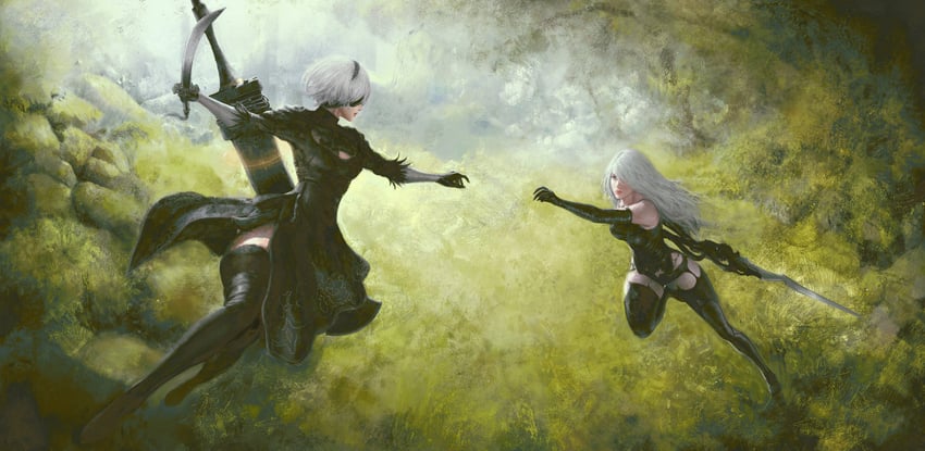 2b and a2 (nier and 1 more) drawn by roiven