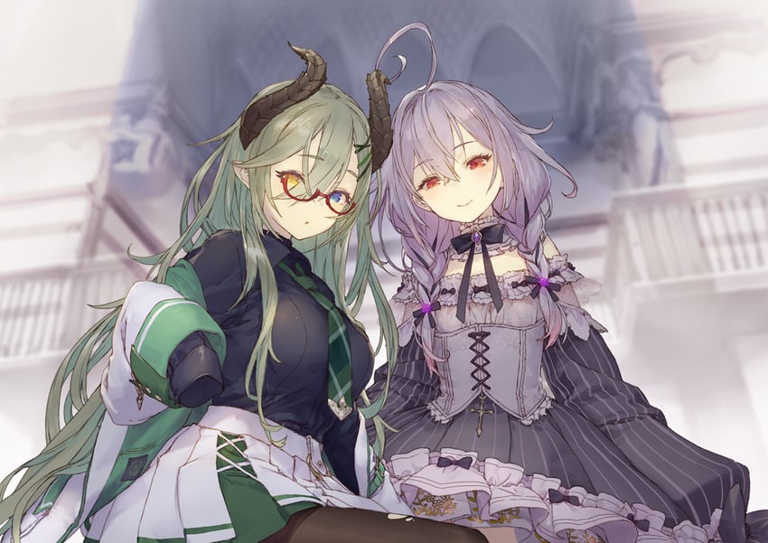 sekishiro mico and shisui kiki (nanashi inc.) drawn by ji_no