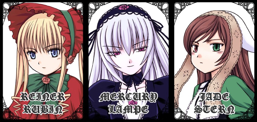suigintou, shinku, and suiseiseki (rozen maiden) drawn by orebalgum
