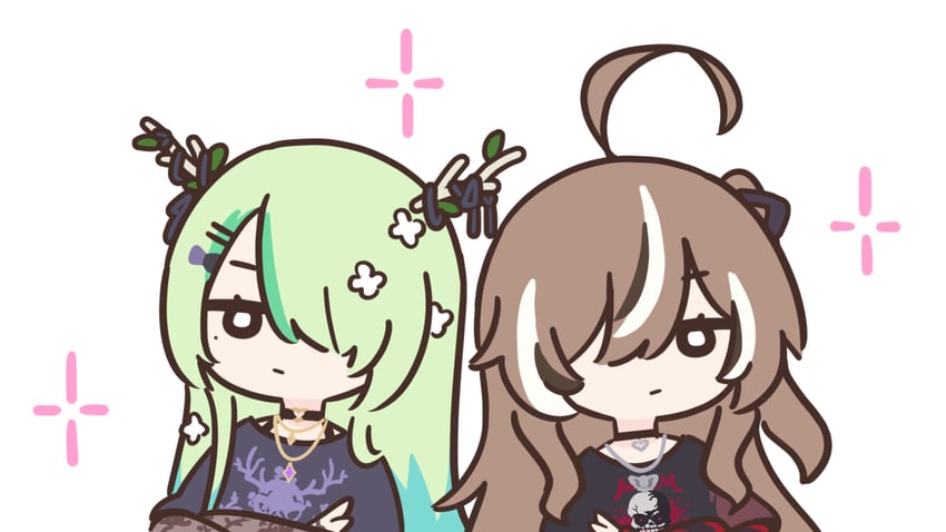 nanashi mumei, ceres fauna, and nightmare (hololive and 1 more) drawn by bloodymoonia