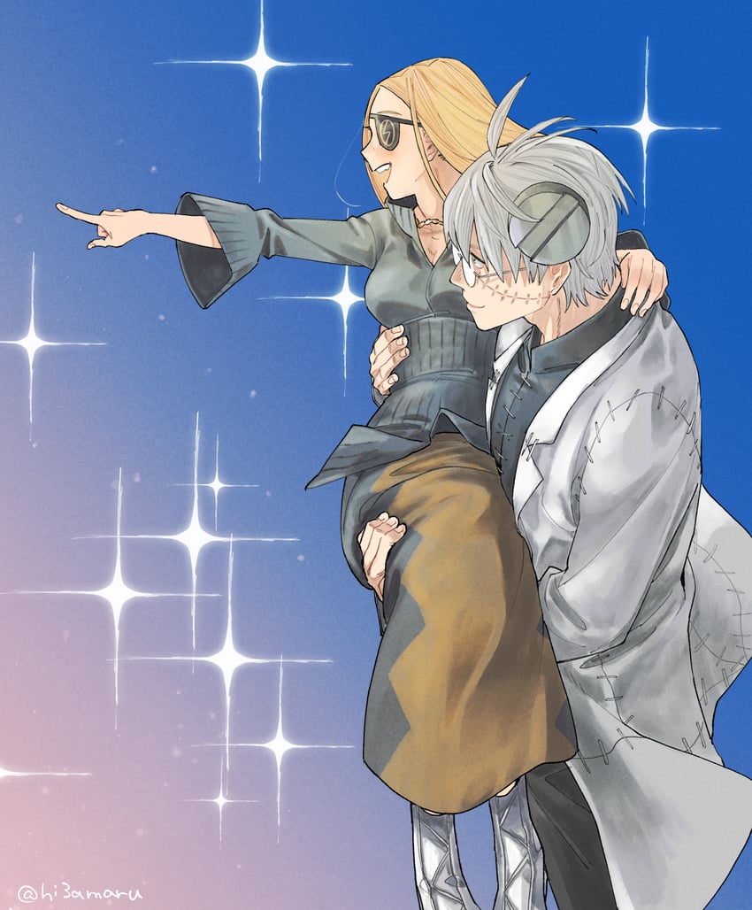 franken stein and marie mjolnir (soul eater) drawn by hissiu