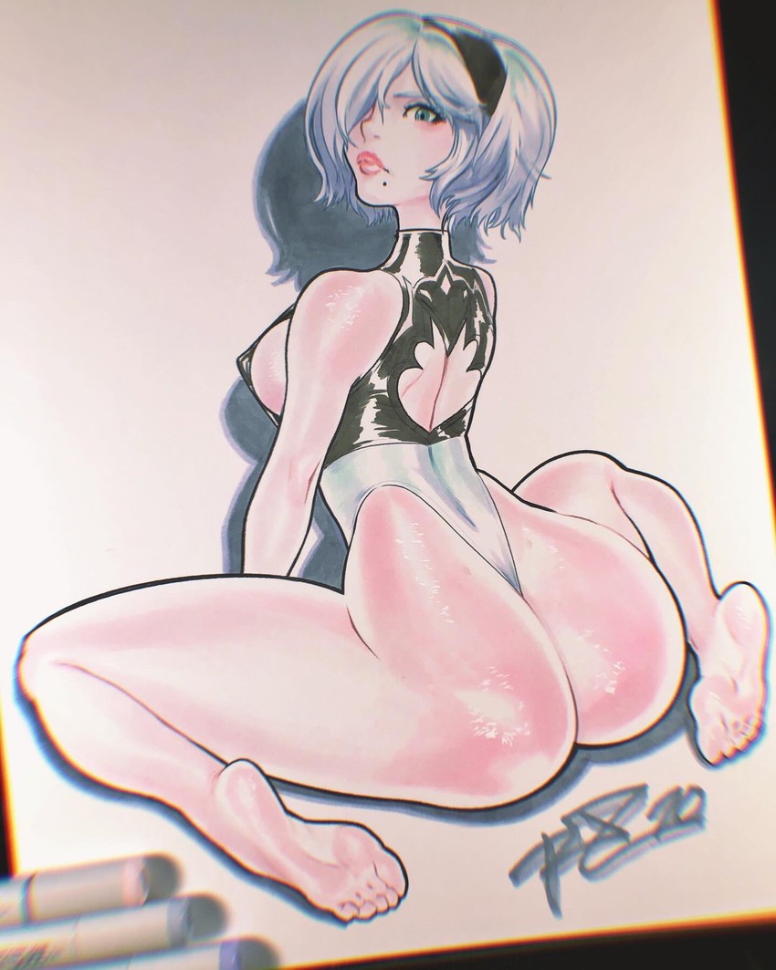 2b (nier and 1 more) drawn by robaato