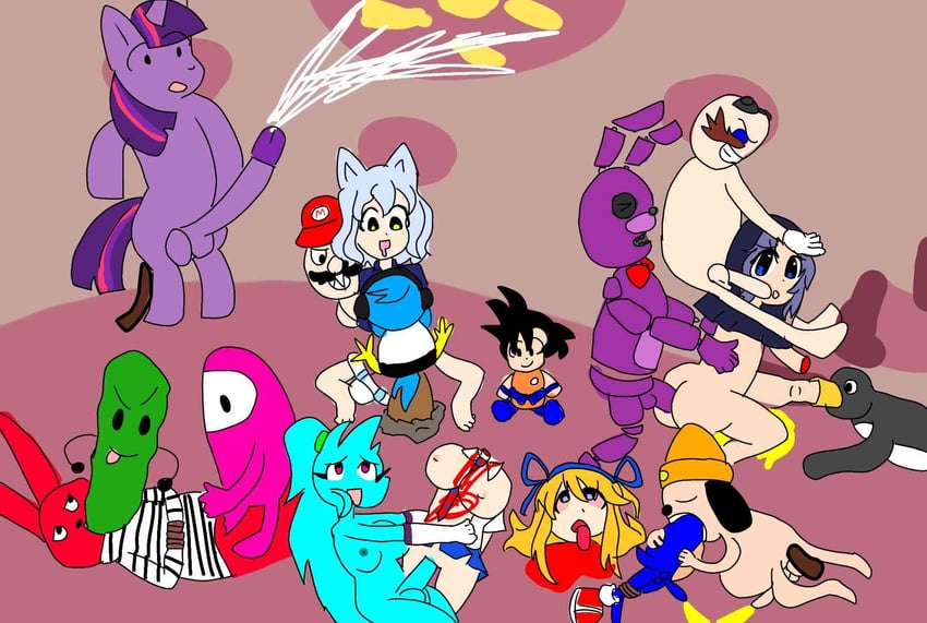 kumoi ichirin, son goku, mario, sonic the hedgehog, neferpitou, and 9 more (touhou and 13 more)