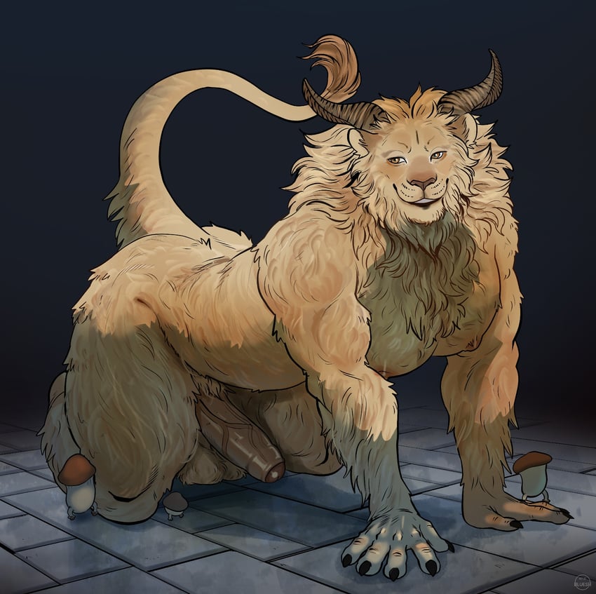 walking mushroom and winged lion (dungeon meshi) drawn by bluesh_(blu_esh)